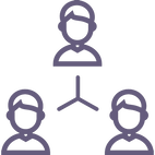 An icon of three connected people, representing Diane Liska's custom wellness workshops.